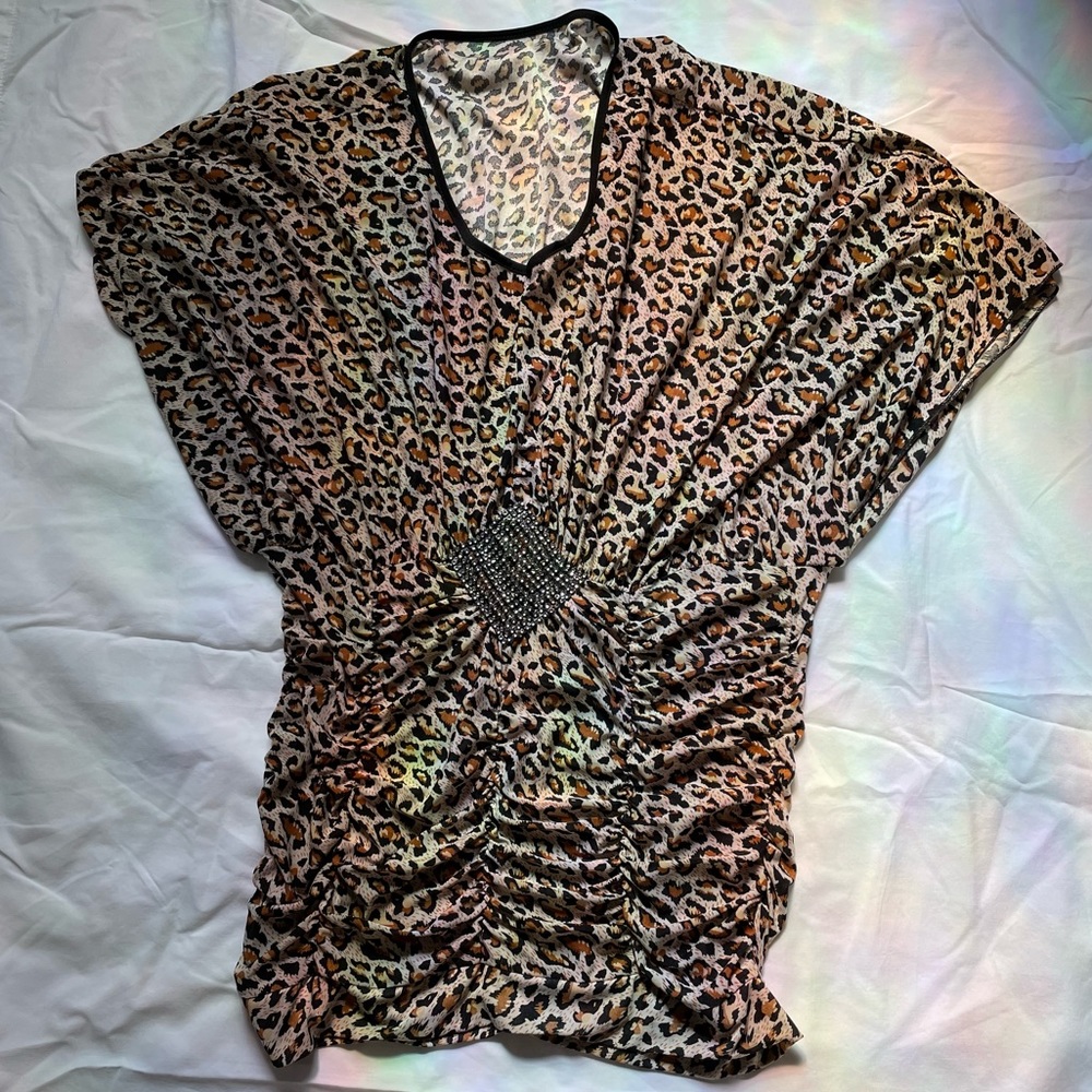 Leopard Print Ruched Tunic